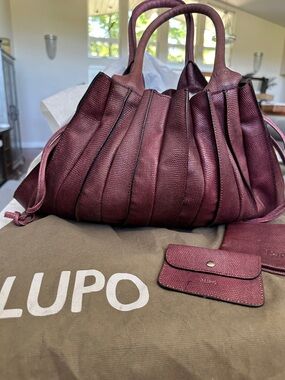 LUPO Sparkling Purple Pleated Shoulder Bag with Matching Pouches Rare